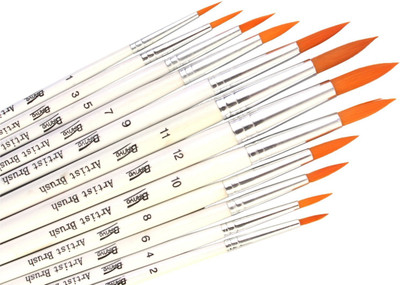 Bianyo Round Paint Brushes(Set of 12, White)