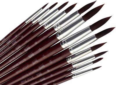 

Bianyo Round Paint Brushes(Set of 12, Dark Red)