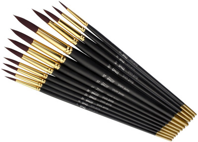 

Bianyo Round Paint Brushes(Set of 12, Black)