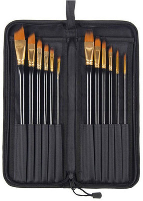 

Bomega Angular, Flat, Filbert, Round Paint Brushes(Set of 12, Black)