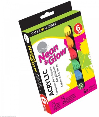 DALER ROWNEY Neon & Glow(Set of 6, Yellow, Orange, Red, Pink, Green, Glow In the Dark Colour)