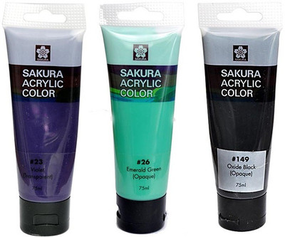 

Sakura Acrylic Color Tube(Set of 1, Violet, Oxide black, Emerald green)