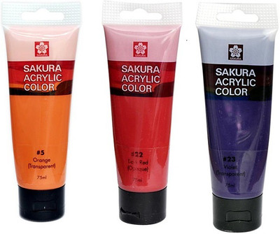 

Sakura Acrylic Color Tube(Set of 1, Orange, Violet, Dark red)