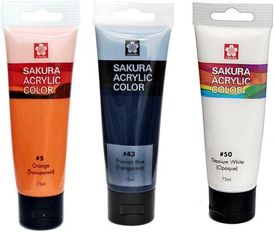 

Sakura Acrylic Color Tube(Set of 1, Orange, Prussian blue, Titanium white)