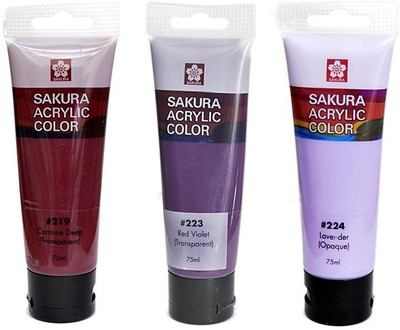 

Sakura Acrylic Color Tube(Set of 1, Carmine Deep, Red Violet, Lavender)