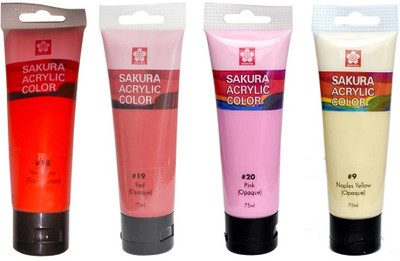 

Sakura Acrylic Color Tube(Set of 1, Red, Pink, Naples Yellow, Vermillion)