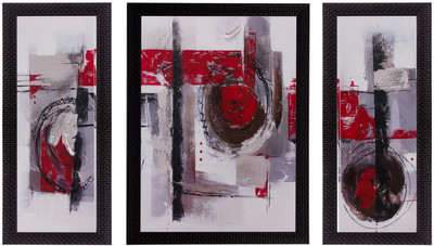 eCraftIndia Set Of 3 Abstract Matt Textured Framed Uv Art Print Oil 14 inch x 11 inch Painting(With Frame, Pack of 3)