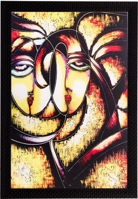 eCraftIndia Abstract Faces Canvas 20 Inch x 14 Inch Painting(With Frame)