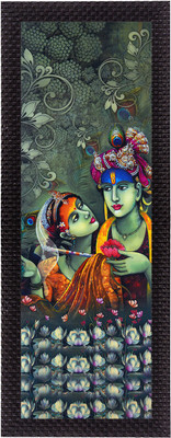 eCraftIndia Almighty Krishna Radha Satin Matt Textured UV Canvas 16 inch x 7 inch Painting(With Frame)