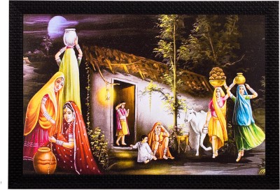 eCraftIndia Village View Satin Matt Textured UV Art Canvas 11 inch x 14 inch Painting(With Frame)