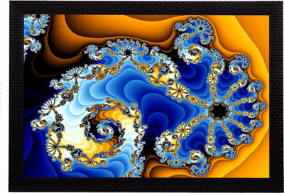 eCraftIndia Dual Color Abstract Satin Matt Textured UV Art Canvas 14 inch x 20 inch Painting(With Frame)