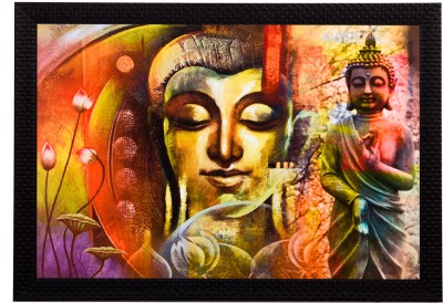eCraftIndia Lord Buddha Multi Colored Satin Matt Textured UV Art Canvas 11 inch x 14 inch Painting(With Frame)