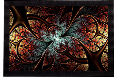 eCraftIndia Abstract Brown Satin Matt Textured UV Art Canvas 14 inch x 20 inch Painting(With Frame)