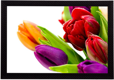 eCraftIndia Colorful Flora Satin Matt Textured UV Art Canvas 10 inch x 14 inch Painting(With Frame)