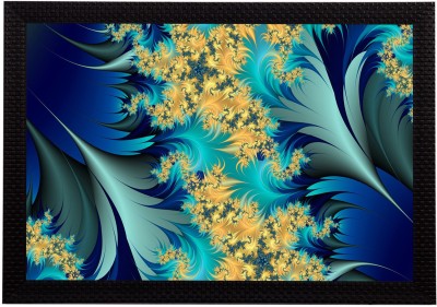eCraftIndia Blue Floral Satin Matt Textured UV Art Canvas 10 inch x 14 inch Painting(With Frame)