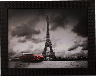 eCraftIndia Eiffel Tower Satin Matt Texture UV Canvas 11 inch x 14 inch Painting(With Frame)