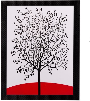 eCraftIndia Abstract Black Tree Matt Textured UV Oil 14 inch x 11 inch Painting(With Frame)