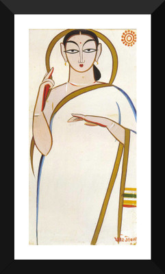 

Tallenge - Indian Art - Jamini Roy - Woman - Framed A3 Size Poster Paper Print(17 inch X 12 inch, Framed)