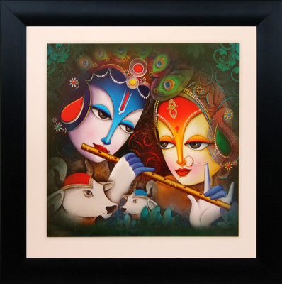 67% OFF on SAF Radha Krishna Canvas Painting(12 inch x 12 inch)