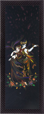 eCraftIndia Dancing Radha Krishna Satin Matt Textured UV Canvas 16 inch x 7 inch Painting(With Frame)