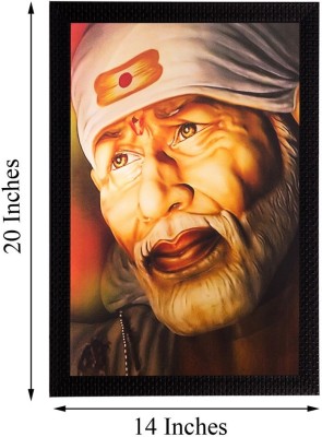 eCraftIndia Enlightening Sai Baba Canvas 35.5 cm x 50.8 cm Painting(With Frame)