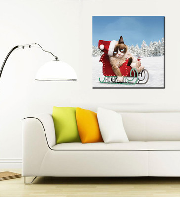 

Tallenge Christmas Collection - Grumpy Christmas Cat - Gallery Wrap Canvas Art(15 inch X 15 inch, Stretched)