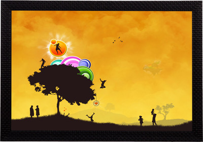 eCraftIndia Playful Evening Satin Matt Textured UV Art Canvas 14 inch x 20 inch Painting(With Frame)