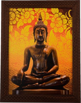 eCraftIndia Spritual Buddha Satin Matt Texture UV Canvas 14 inch x 11 inch Painting(With Frame)