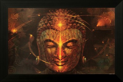 SAF Buddha Texture Print With UV Canvas 12 inch x 18 inch Painting at flipkart