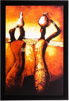 eCraftIndia Tribal Woman Canvas 20 inch x 14 inch Painting(With Frame)