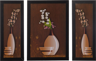 eCraftIndia Canvas 20 inch x 14 inch Painting(With Frame, Pack of 3)