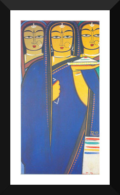 

Tallenge - Indian Art - Jamini Roy - Three Pujarins - Framed A3 Size Poster Paper Print(17 inch X 12 inch, Framed)