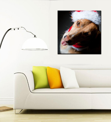 

Tallenge Christmas Collection - Dog With Christmas Hat - Gallery Wrap Canvas Art(15 inch X 15 inch, Stretched)