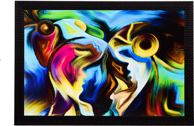 eCraftIndia Abstract Figure Satin Matt Textured UV Art Canvas 11 inch x 14 inch Painting(With Frame)