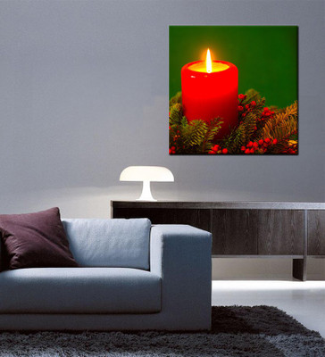 

Tallenge Christmas Collection - Red And Green Candle - Gallery Wrap Canvas Art(15 inch X 15 inch, Stretched)