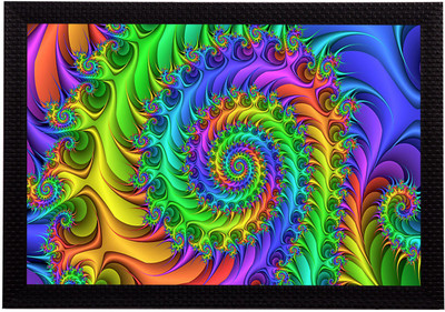 eCraftIndia Colorful Abstract Satin Matt Textured UV Art Canvas 10 inch x 14 inch Painting(With Frame)