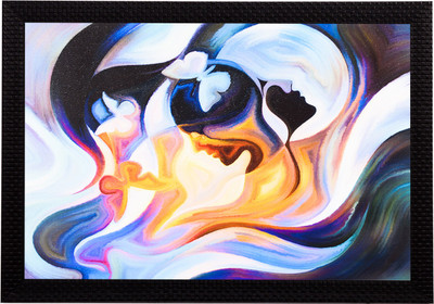 eCraftIndia Multi Colored Abstract Satin Matt Textured UV Art Canvas 11 inch x 14 inch Painting(With Frame)