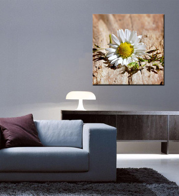 

Tallenge Christmas Collection - White Flower On Wooden Table - Gallery Wrap Canvas Art(15 inch X 15 inch, Stretched)