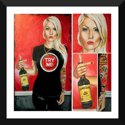 

Tallenge - Girl With Jameson Whiskey - Bar Art - Framed A3 Size Poster Paper Print(17 inch X 12 inch, Framed)