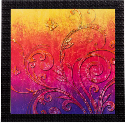 eCraftIndia Abstract Matt Textured UV Oil 14 inch x 14 inch Painting(With Frame)