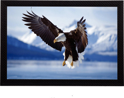 eCraftIndia Eagle Satin Matt Textured UV Art Canvas 14 inch x 20 inch Painting(With Frame)