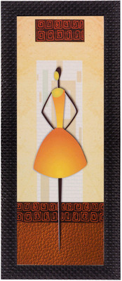 eCraftIndia Abstract Lady Satin Matt Textured UV Canvas 14 inch x 6 inch Painting(With Frame)