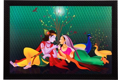 eCraftIndia Radha & Lord Krishna Satin Matt Textured UV Art Canvas 11 inch x 14 inch Painting(With Frame)