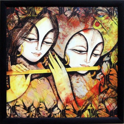 Radha Krishna Fine Art Print(11 inch X 11 inch, Framed)