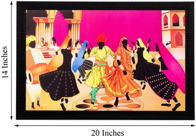 eCraftIndia Dancing Group View Canvas 14 inch x 20 inch Painting(With Frame)