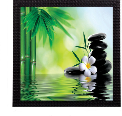 eCraftIndia Water Lily Flower Satin Matt Textured UV Canvas 10 inch x 10 inch Painting(With Frame)