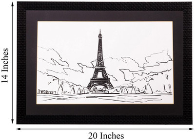 eCraftIndia Lovely Eiffel Tower Canvas 14 inch x 20 inch Painting(With Frame)