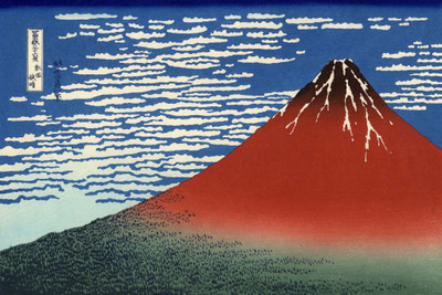 

Tallenge Japanese Art - Woodblock - Katushika Hokusai - Red Fuji Southern Wind Clear Morning - Small Size Unframed Digital Art Print On Photographic Paper(12 inch X 8 inch, Rolled)