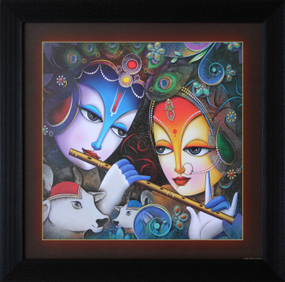 63% OFF on SAF Multi Effect Print Oil Painting(12 inch x 12 inch)