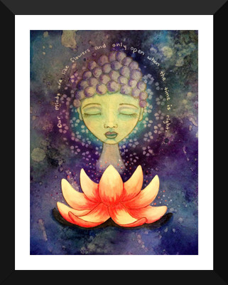 

Tallenge - Watercolor Painitng - Lotus Buddha - Framed A3 Size Poster Paper Print(17 inch X 12 inch, Framed)